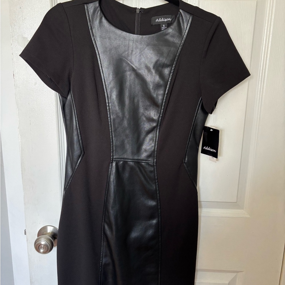 Black Faux Leather Panel Dress